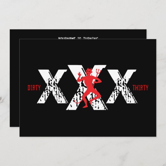 Invitation 30ème anniversaire - 30 sales - enfer d'une partie (Devant / Derrière)