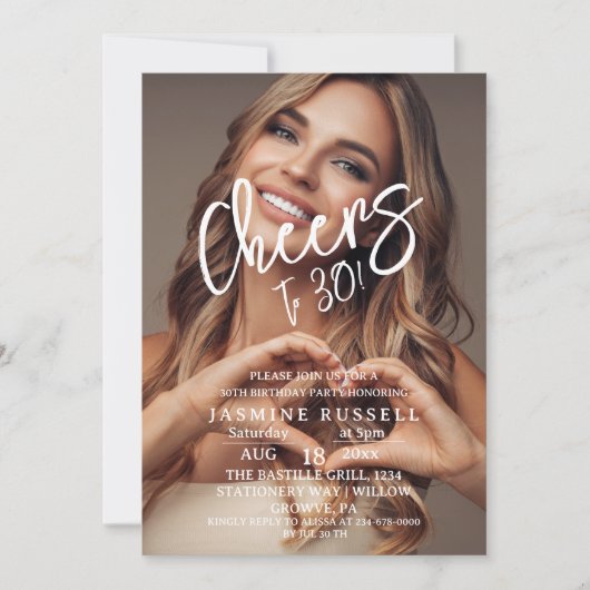 Invitation 30ème anniversaire de la photo moderne pour elle (Devant)