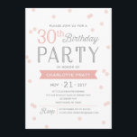 Invitation 30ème Anniversaire de l'invitation | de partie de<br><div class="desc">Cette 30ème invitation chic et élégante de fête d'anniversaire comporte un thème élégant de confettis avec la typographie moderne.  Pour une invitation bien plus mémorable choisissez une forme découpée avec des matrices,  un papier texturisé ou un double papier épais.</div>