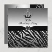 Invitation 30ème anniversaire de princesse Crown Zebra (Devant / Derrière)