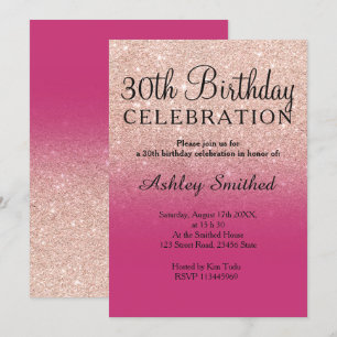 Invitation 30ème anniversaire d'or de faux d'ombre magenta
