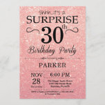 Invitation 30ème anniversaire d'or de rose de surprise rose<br><div class="desc">Le noir et les parties scintillantes roses de rose d'or étonnent la 30ème invitation d'anniversaire. Arrière - plan rose de parties scintillantes d'or. Anniversaire adulte. Invitation d'anniversaire d'hommes ou de femmes. Tout âge. Pour davantage de personnalisation, cliquez sur svp la "personnaliser il" bouton et utilisez notre outil de conception pour...</div>