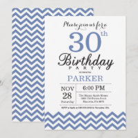 30ème Bleu Chevron d'invitation d'anniversaire
