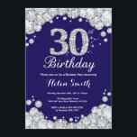 Invitation 30ème Bleu marine d'anniversaire et diamant<br><div class="desc">30ème Invitation d'anniversaire. Bleu marine et diamant de fausse pierre d'argent. Invitation élégant de coup d'anniversaire. Anniversaire adulte. Anniversaire de femmes. Anniversaire d'hommes. Pour davantage de personnalisation,  cliquez sur svp la "personnaliser il" bouton et utilisez notre outil de conception pour modifier ce modèle.</div>