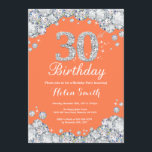 Invitation 30ème Corail d'anniversaire et diamant d'argent<br><div class="desc">30ème Invitation d'anniversaire. Diamant de fausse pierre de corail et d'argent. Invitation élégant de coup d'anniversaire. Anniversaire adulte. Anniversaire de femmes. Anniversaire d'hommes. Pour davantage de personnalisation,  cliquez sur svp la "personnaliser il" bouton et utilisez notre outil de conception pour modifier ce modèle.</div>