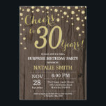 Invitation 30ème diamant d'anniversaire de surprise en bois<br><div class="desc">Étonnez la 30ème invitation d'anniversaire avec l'arrière - plan rustique de diamant de parties scintillantes en bois et d'or. Cru de pays rétro. Confettis d'or. Anniversaire adulte. Anniversaire masculin d'hommes ou de femmes. Pour davantage de personnalisation, cliquez sur svp la "personnaliser il" bouton et utilisez notre outil de conception pour...</div>