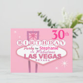 Invitation 30ème fête d'anniversaire de Las Vegas - rose (Debout devant)