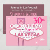 Invitation 30ème fête d'anniversaire de Las Vegas - rose (Devant / Derrière)