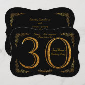 Invitation 30ème, Gatsby de fête d'anniversaire 30ème, grand, (Devant / Derrière)