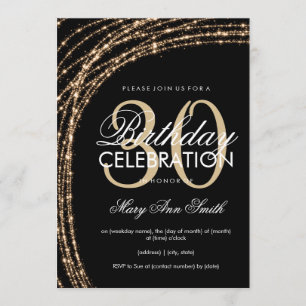 Invitation 30ème Lumières de scintillement de ficelle d'or