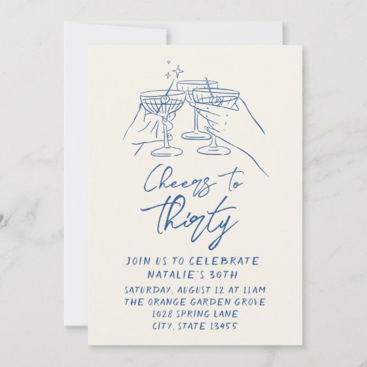 Invitation 30ème Main Tiré Des Cheers À Trente Anniversaire C (Devant)