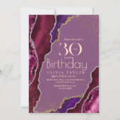 Invitation 30ème moderne violet agate or fête d'anniversaire (Devant)