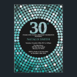 Invitation 30ème Noir d'invitation d'anniversaire et parties<br><div class="desc">30ème Invitation d'anniversaire. Noir et parties scintillantes turquoises. Diamant turquoise. Fête d'anniversaire adulte. Pour les hommes ou des femmes. Pour davantage de personnalisation,  cliquez sur svp la "personnaliser il" bouton et utilisez notre outil de conception pour modifier ce modèle.</div>