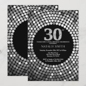 Invitation 30ème Noir d'invitation d'anniversaire et parties (Devant / Derrière)