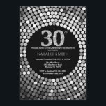Invitation 30ème Noir d'invitation d'anniversaire et parties<br><div class="desc">30ème Invitation d'anniversaire. Noir et parties scintillantes d'argent. Diamant argenté. Fête d'anniversaire adulte. Pour les hommes ou des femmes. Pour davantage de personnalisation,  cliquez sur svp la "personnaliser il" bouton et utilisez notre outil de conception pour modifier ce modèle.</div>