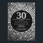 Invitation 30ème Noir d'invitation d'anniversaire et parties<br><div class="desc">30ème Invitation d'anniversaire. Noir et parties scintillantes d'argent. Diamant argenté. Fête d'anniversaire adulte. Pour les hommes ou des femmes. Pour davantage de personnalisation,  cliquez sur svp la "personnaliser il" bouton et utilisez notre outil de conception pour modifier ce modèle.</div>