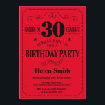Invitation 30ème Noir et rouge d'invitation d'anniversaire<br><div class="desc">30ème Typographie noire et rouge d'invitation d'anniversaire. Arrière - plan noir et rouge. Anniversaire adulte. Anniversaire masculin d'hommes ou de femmes. Enfants garçon ou Madame Teen Teenage Bday Invite de fille. 13ème 15ème 16ème 18ème 20ème 21ème 30ème quarantième cinquantième soixantième soixante-dixième quatre-vingtième quatre-vingt-dixième 100th. Tout âge. Pour davantage de personnalisation,...</div>