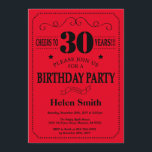 Invitation 30ème Noir et rouge d'invitation d'anniversaire<br><div class="desc">30ème Typographie noire et rouge d'invitation d'anniversaire. Arrière - plan noir et rouge. Anniversaire adulte. Anniversaire masculin d'hommes ou de femmes. Enfants garçon ou Madame Teen Teenage Bday Invite de fille. 13ème 15ème 16ème 18ème 20ème 21ème 30ème quarantième cinquantième soixantième soixante-dixième quatre-vingtième quatre-vingt-dixième 100th. Tout âge. Pour davantage de personnalisation,...</div>