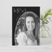 Invitation 30ème photo noir blanc Anniversaire Elégant Monogr (Debout devant)