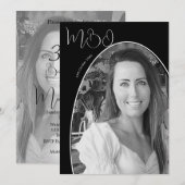 Invitation 30ème photo noir blanc Anniversaire Elégant Monogr (Devant / Derrière)