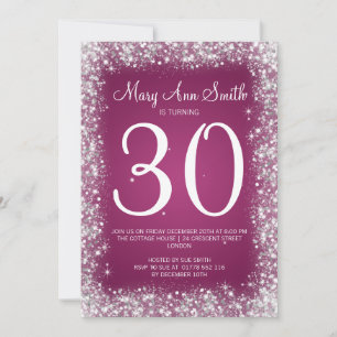 Invitation 30ème Rose de scintillement de parties