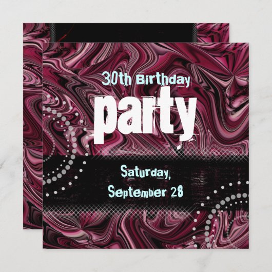 Invitation 30ème Rouge de ~ d'invitation de fête (Devant / Derrière)