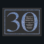 Invitation 30ème Tableau bleu de parties scintillantes<br><div class="desc">30ème Invitation d'anniversaire. Invitation noir et bleu de fête d'anniversaire de parties scintillantes avec l'arrière - plan de tableau. Anniversaire de surprise. Anniversaire adulte. Partie de coup d'anniversaire d'hommes ou de femmes. Pour davantage de personnalisation, cliquez sur svp la "personnaliser il" bouton et utilisez notre outil de conception pour modifier...</div>