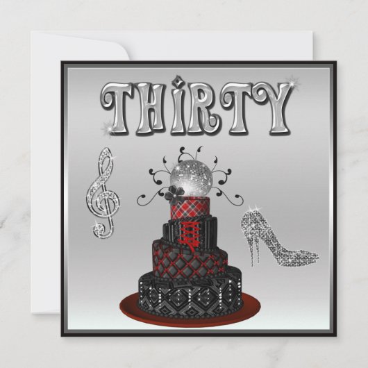 Invitation 30ème Talons d'étincelle de gâteau de diva de (Devant)