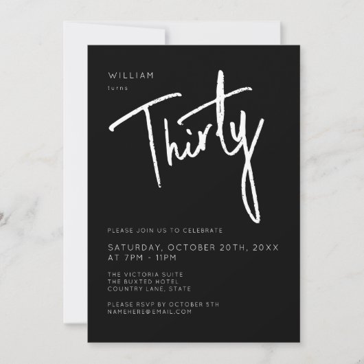 Invitation 30ème Trente Trente-Trente Fête d'anniversaire Noi (Devant)