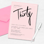 Invitation 30ème Trente-trentième anniversaire moderne<br><div class="desc">Invitation moderne 30ème anniversaire en rose vif avec script/typographie noir. Articles correspondants et gamme de fêtes également disponibles. Veuillez utiliser le bouton Message me ci-dessous pour obtenir de l'aide sur la personnalisation et les demandes spéciales. © Zoe Chapman Design</div>