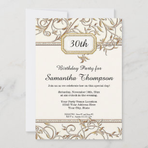 Invitation 30ème Trentième Glam Ancien Régence Hollywood Rose