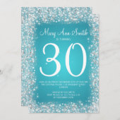 Invitation 30ème Turquoise de scintillement de parties (Devant / Derrière)