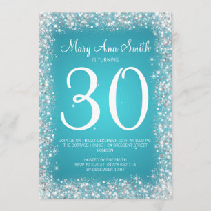 Invitation 30ème Turquoise de scintillement de parties