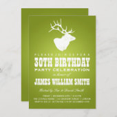 Invitation 30ème vert de chaux moderne de cerfs communs de (Devant / Derrière)