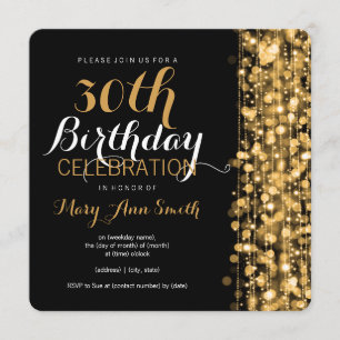 Invitation 30èmes étincelles de fête d'anniversaire d'or