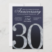 Invitation 30th Anniversary Diamond Silver Navy Blue (Devant)