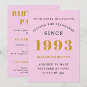 Invitation 30th Birthday 1993 Pink Grey Ajouter un nom Année (Devant / Derrière)