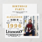 Invitation 30th Birthday 1996 Legend White & Gold Photo (Devant / Derrière)