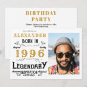 Invitation 30th Birthday 1996 Legend White & Gold Photo (Devant / Derrière)