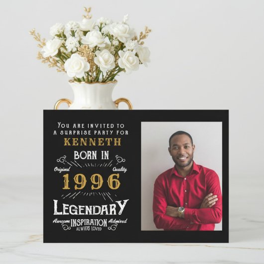 Invitation 30th Birthday 1996 Vintage Black Gold Personalized
