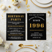 Invitation 30th Birthday Add Name 1996 Black Gold For Him
