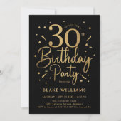 Invitation 30th Birthday Black Gold (Devant)