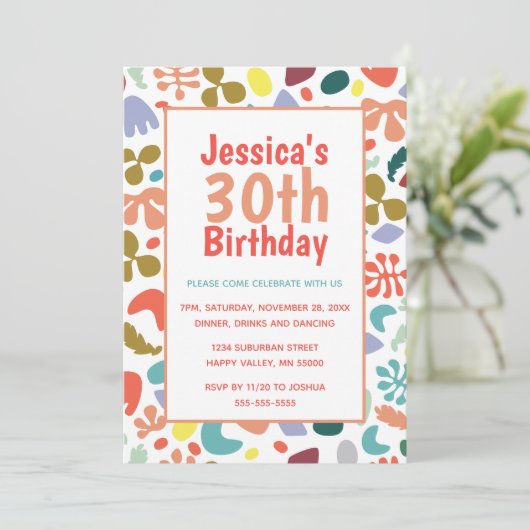 Invitation 30th Birthday Custom Name Détails (Debout devant)