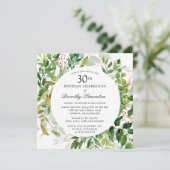 Invitation 30th Birthday Party Modern Green Botanical  (Debout devant)