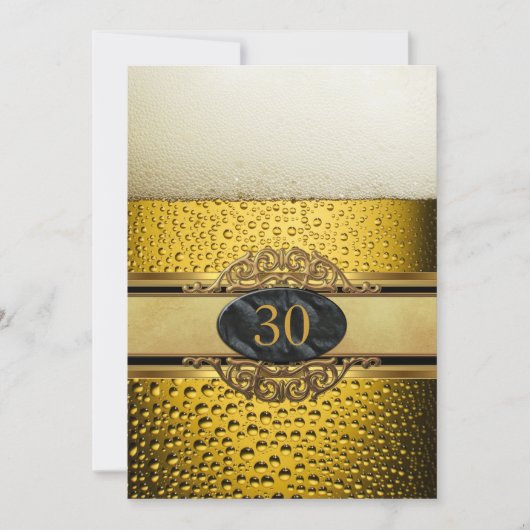 Invitation 30th Mans Beer Black Gold fête d'anniversaire (Devant)