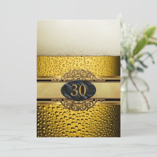 Invitation 30th Mans Beer Black Gold fête d'anniversaire (Debout devant)