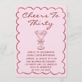 Invitation 30th Pink “Cheers to Thirty” Martini Birthday (Devant)