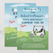 Invitation 30th Surprise Birthday Party Men's Golf Theme (Devant / Derrière)