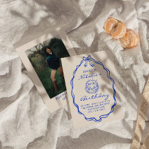 30thBlue Bow Main Drawn Coquette Anniversaire phot