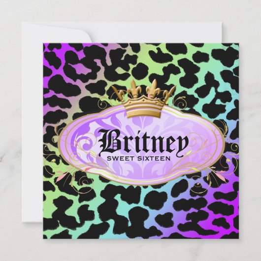 Invitation 311 Arc-en-ciel de Leopard Damask Améthyst (Devant)